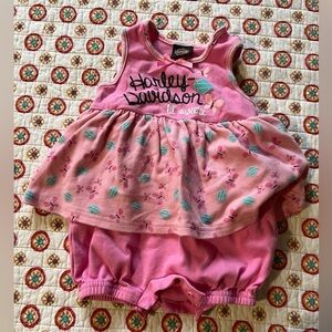 EUC Harley Davidson Baby Girl Bubble Romper size 18 months